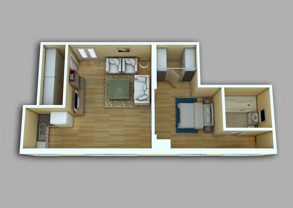 Floor Plan - 1 Bed, 1 Bath #223-723