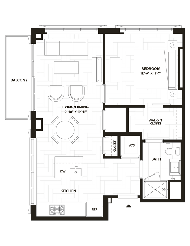 Floor Plan - 1 Bed/1 Bath-A13