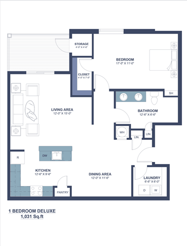 Floor Plan - One Bedroom Large