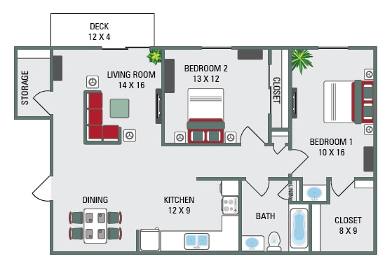Floor Plan - The Standard - 1020 Sqft