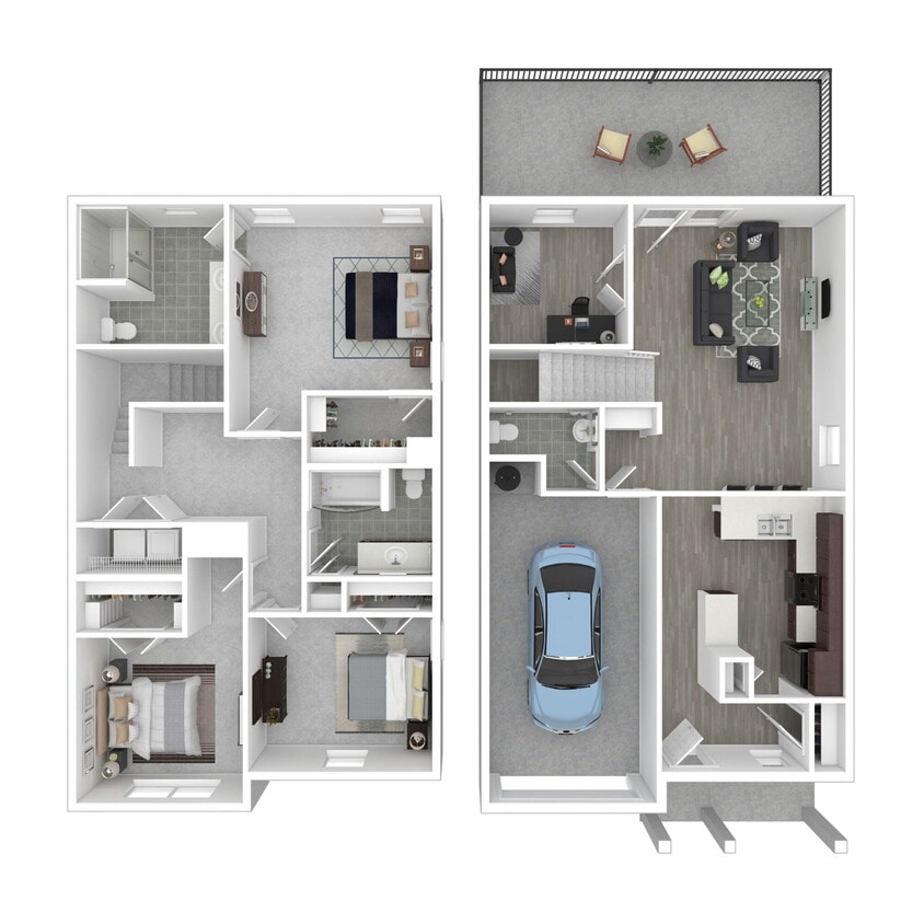 Floor Plan - Plan J 3 Bed + Den, 2.5 Bath