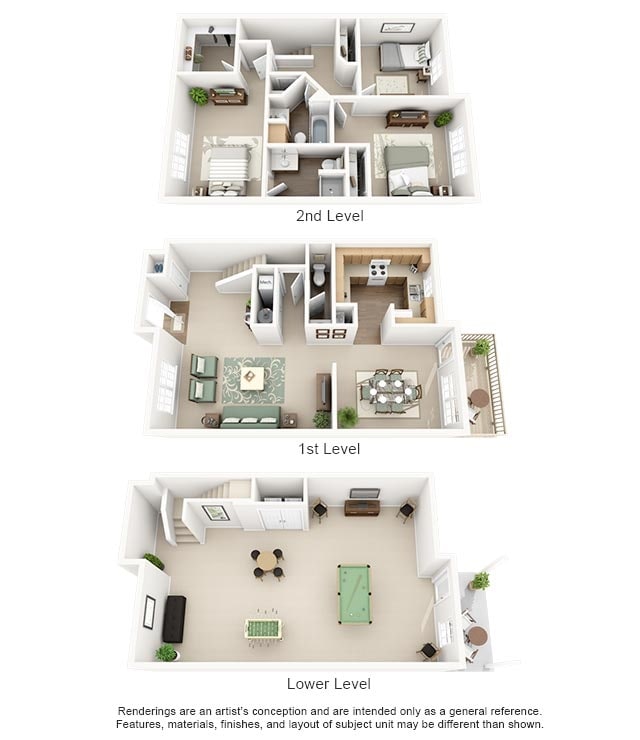 Plan I - Three Bedroom Two and a Half Bathroom with Basemen