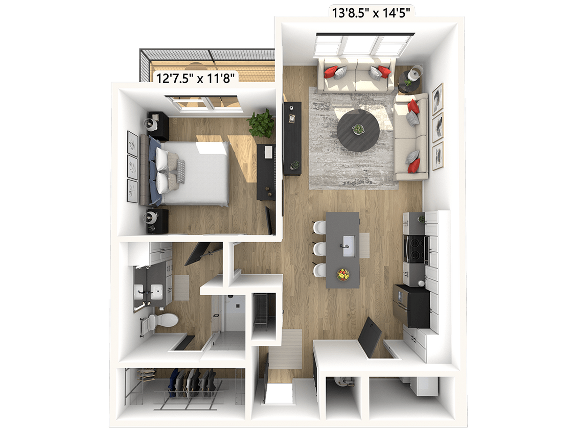 Floor Plan - AA1 1 Bed 1 Bath
