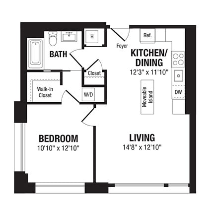 Floor Plan - 1 Bed/1 Bath-A11a