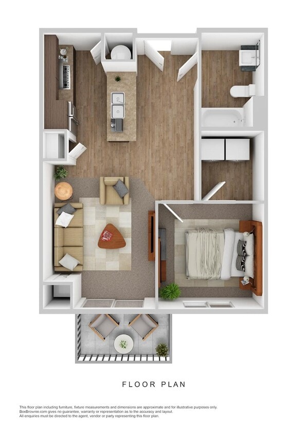 Floor Plan - Apartment 1 Bedroom 1 Bathroom Accessible