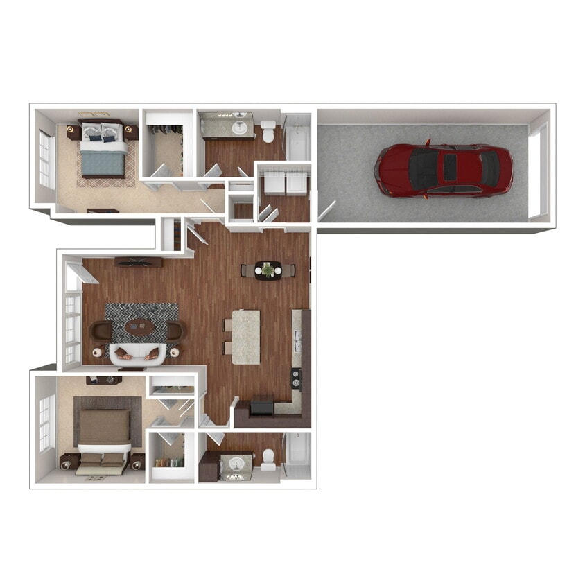 Floor Plan - 2 BR Grand Courtyard w Garage