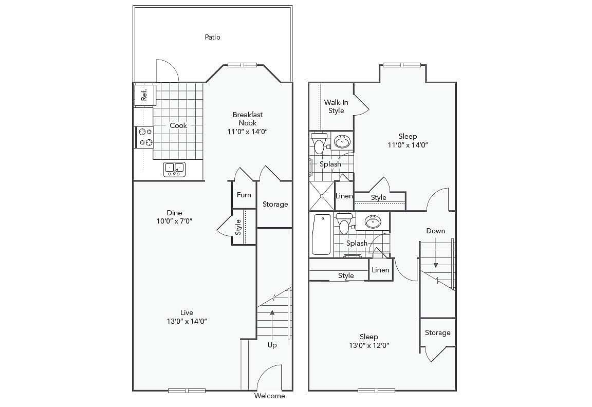B4 | 2-Bedroom Floorplan - B4