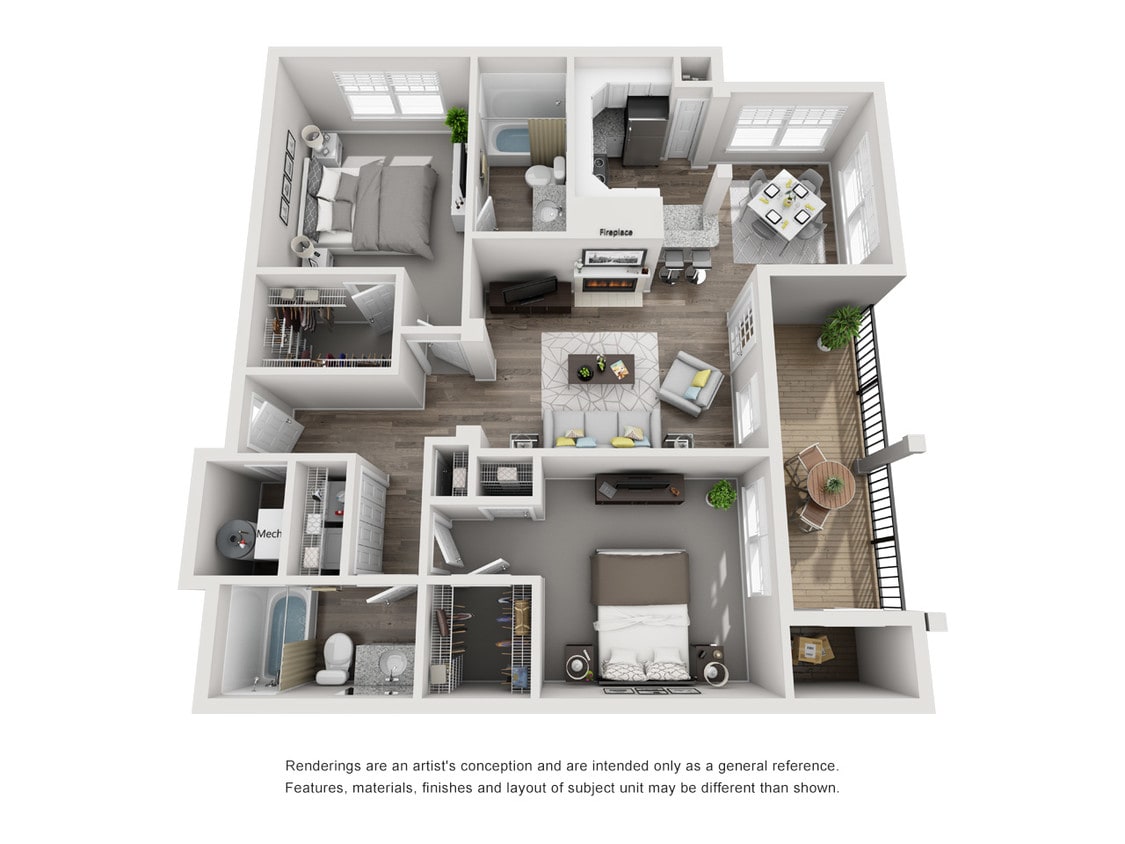 Sequoia - 2BR 2 BA - 1,077 SF - The Sequoia