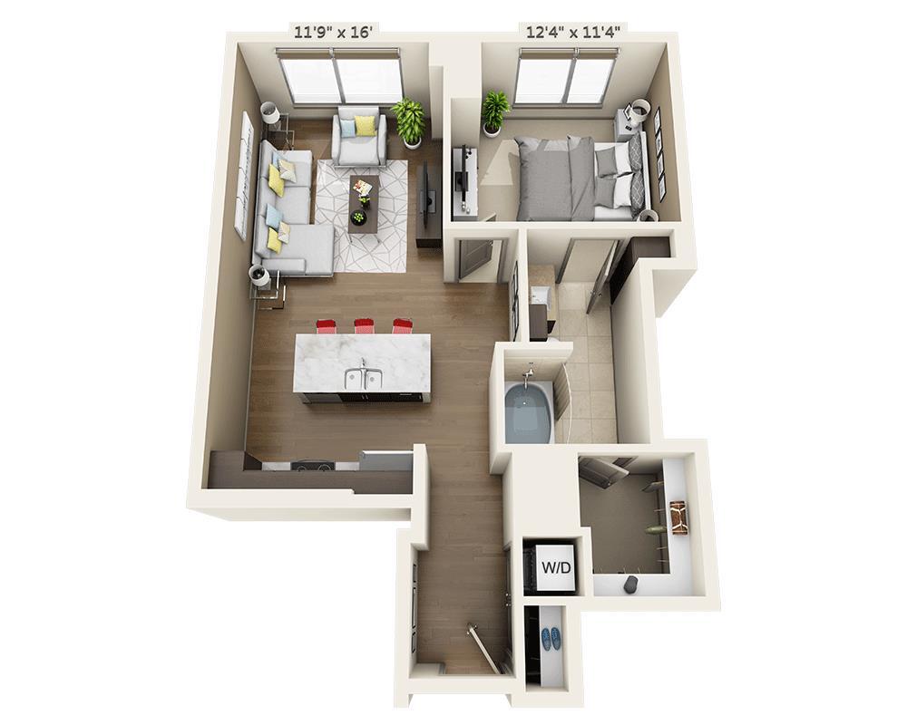 Floor Plan - One Bedroom A1F