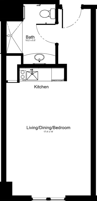 Floor Plan - ORI Smart Furnished Convertible 1Bed A1