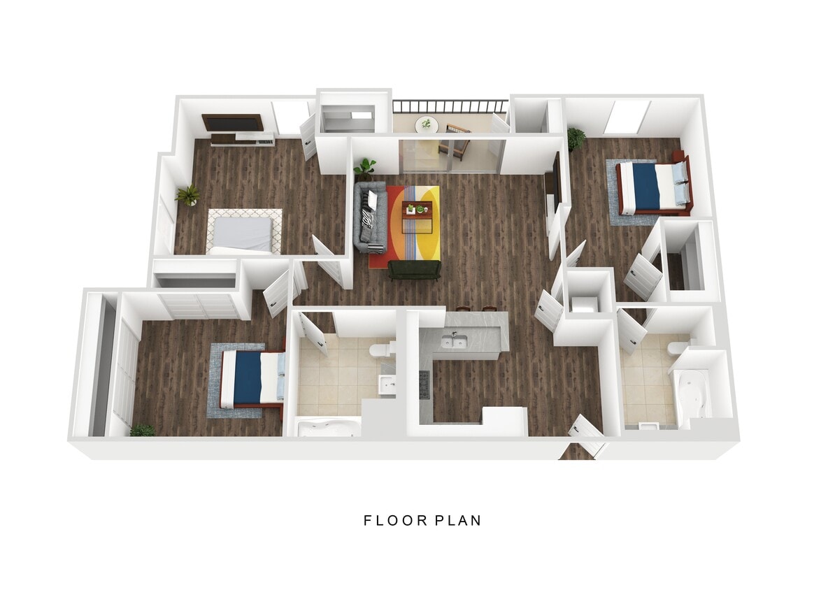 Floor Plan - Three Bedroom Two Bath