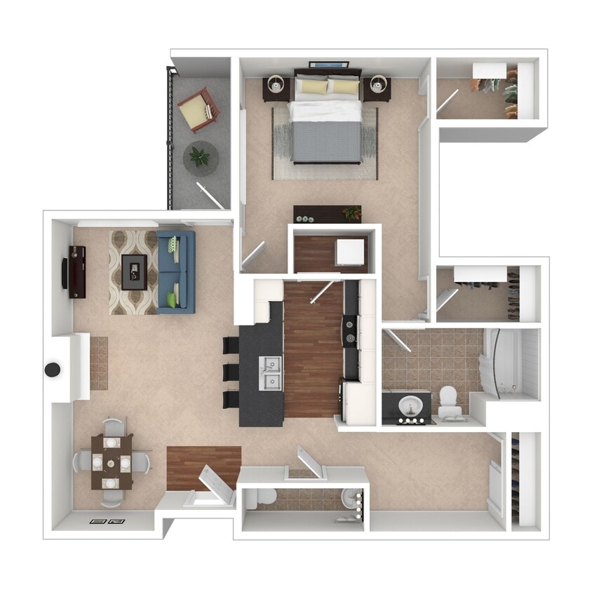 1 BD / 1.5 BA – 973 SF - A7