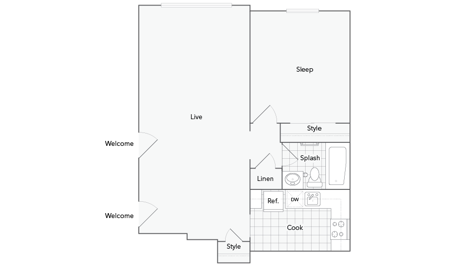 Allentown 1-Bedroom Floorplan - Allentown
