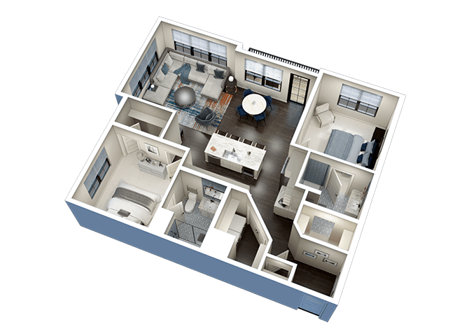 Floor Plan - 2 Bed 2 Bath C1