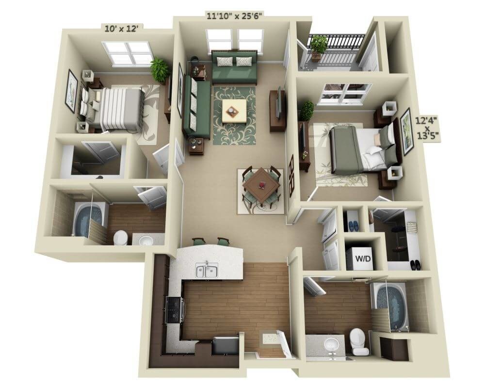 Floor Plan - Two Bedroom B2B