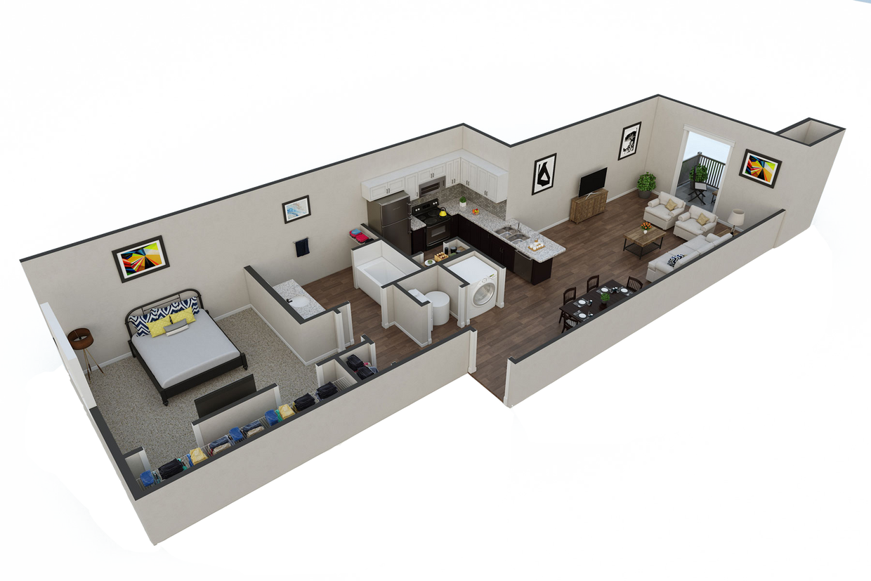 Floor Plan - Short-Term Furnished One-Bedroom