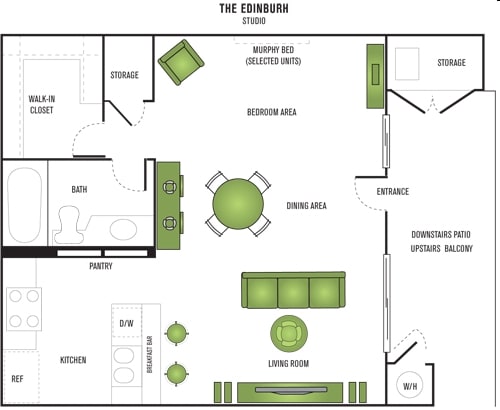 The Edinburg Studio/1BA - The Edinburg