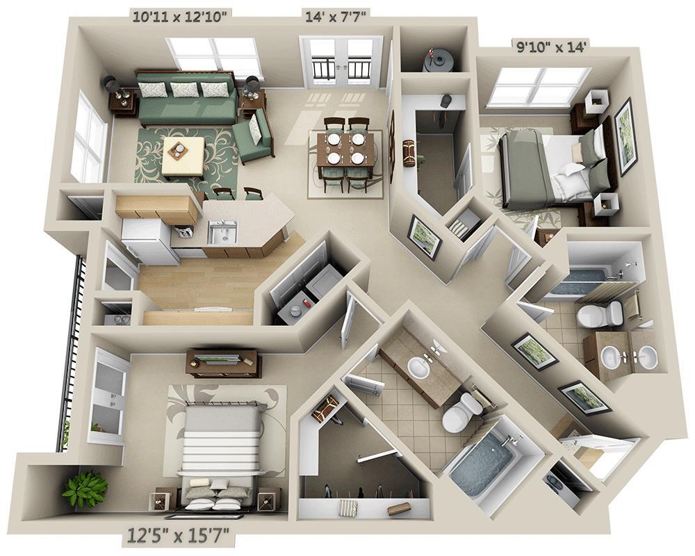 Floor Plan - Two Bedroom Loft B2AL