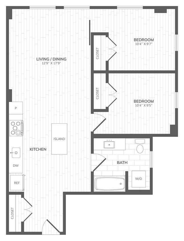 Floor Plan - 2 Bed - 1 Bath