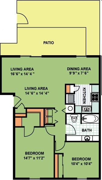 Two Bedroom, One Bathroom (cn1a) - Two Bedroom One Bathroom (CN1)