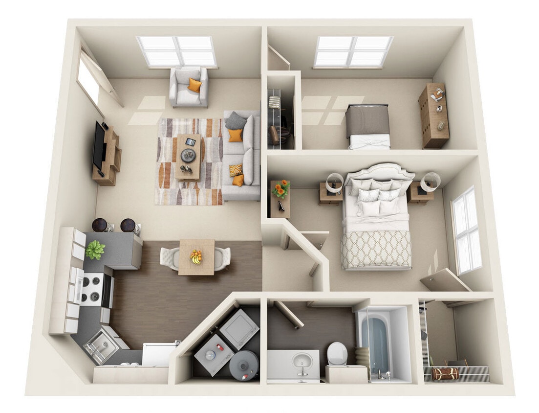 Timberlinks At Denton - B1 - 1 Beds - 1 Baths - 811 Sq. ft. - B1