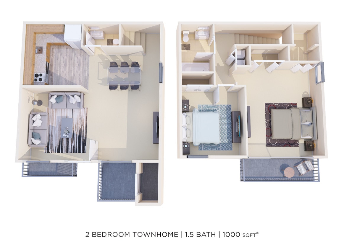 Floor Plan - Two Bedroom 1.5 Bath