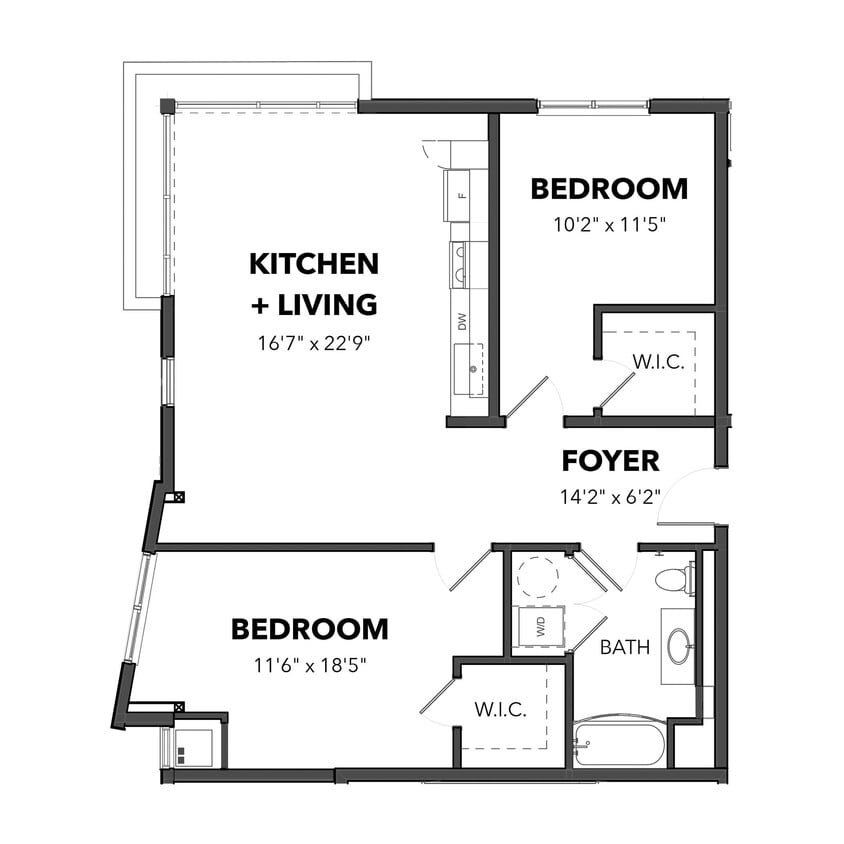Floor Plan - The Two Bedroom 2 (Blue)