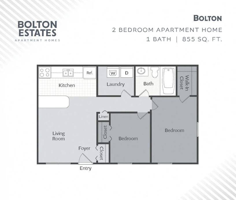 Floor Plan - 2 Bedroom 1 Bathroom Bolton