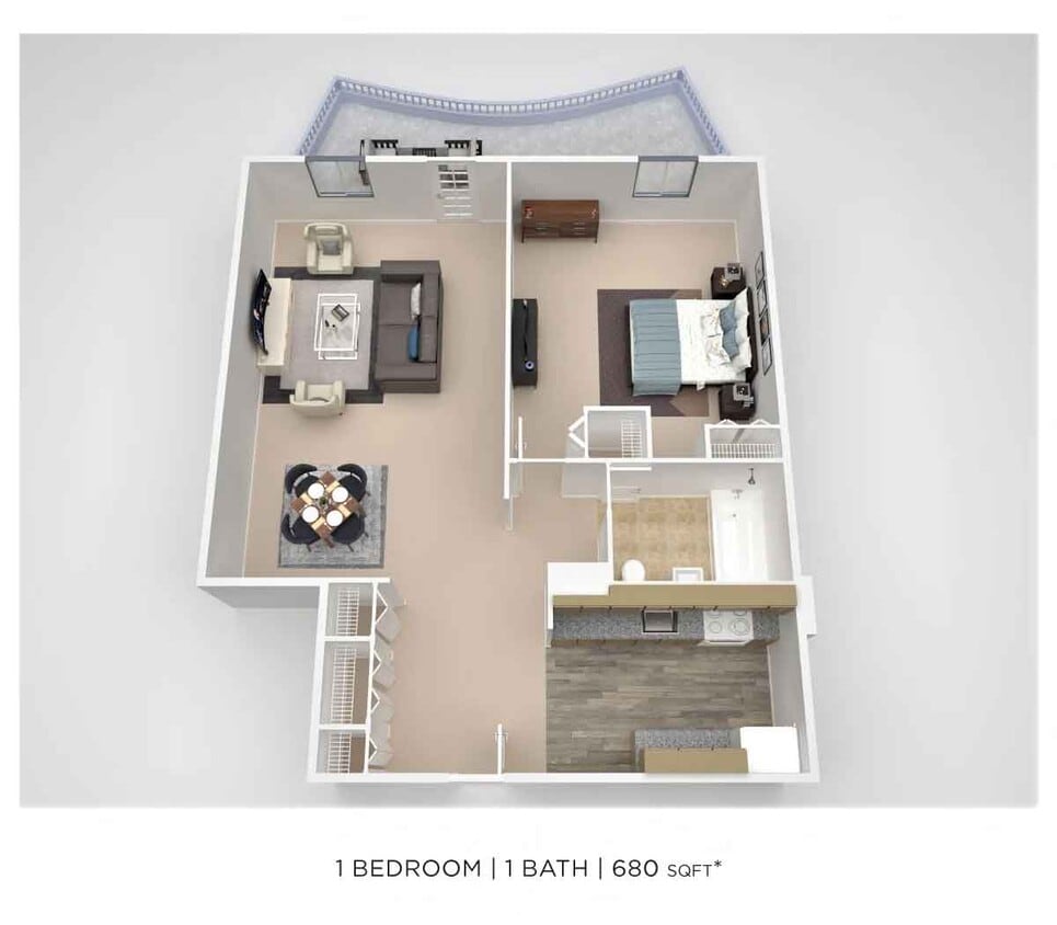 Floor Plan - PCH 1 Bdrm - A