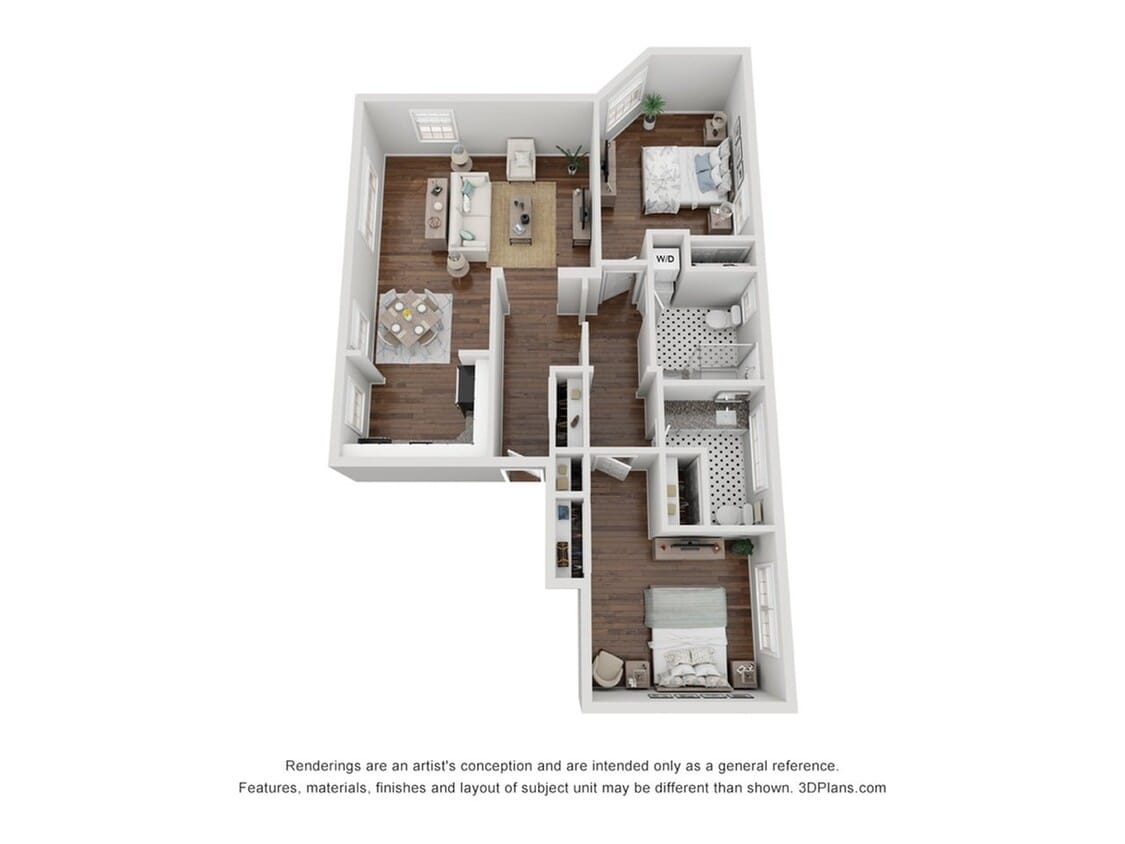 Two bedroom - 1,134 square feet - 2-Bedroom 2-Bathroom | 1,131 sqft
