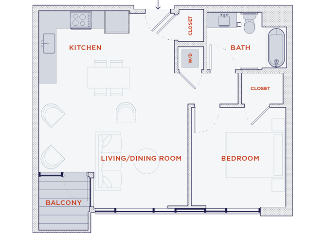 Floor Plan - 1 Bedroom | 704 sf