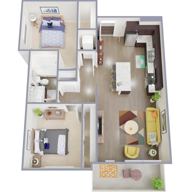 Floor Plan - 2x1 - 779 sqft - B1