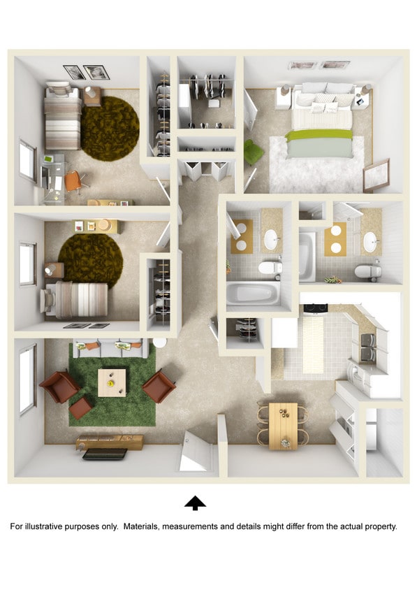 Floor Plan - 3 Bedroom w/ Washer & Dryer
