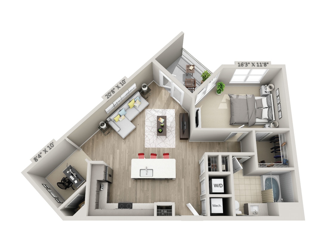 Floor Plan - B6a 1 Bedroom 1 Bath
