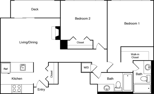 Floor Plan - 2 Bed 17E SW