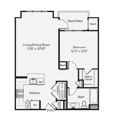 Floor Plan - One Bedroom One Bathroom