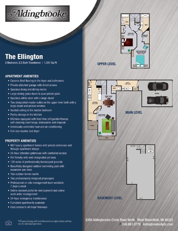 Floor Plan - Ellington - includes a 2 car attached garage