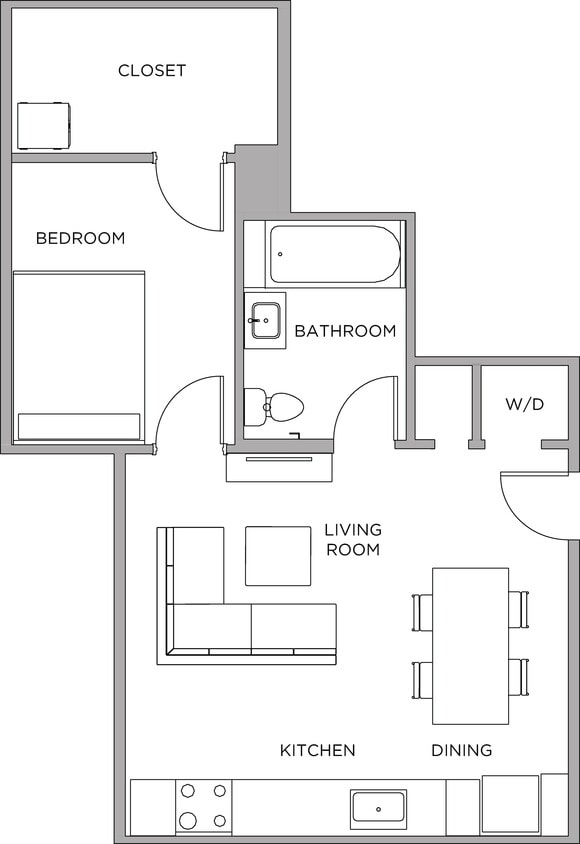 Floor Plan - 1 Bed/1 Bath-580b