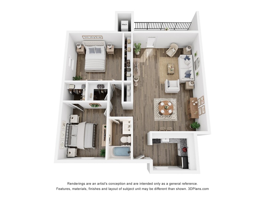 B1 - 2 Bed - 1 Bath - 864 Sq.ft. - B1 | 2 Bed | 1 Bath | Classic