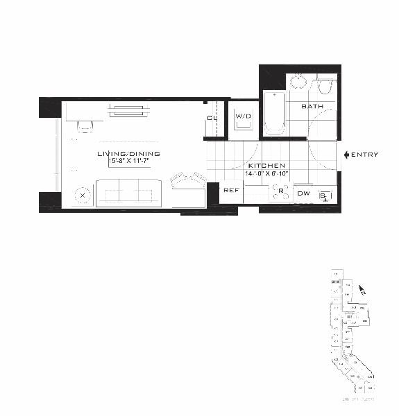 Floor Plan - AQUABLU - Studio One Bathroom