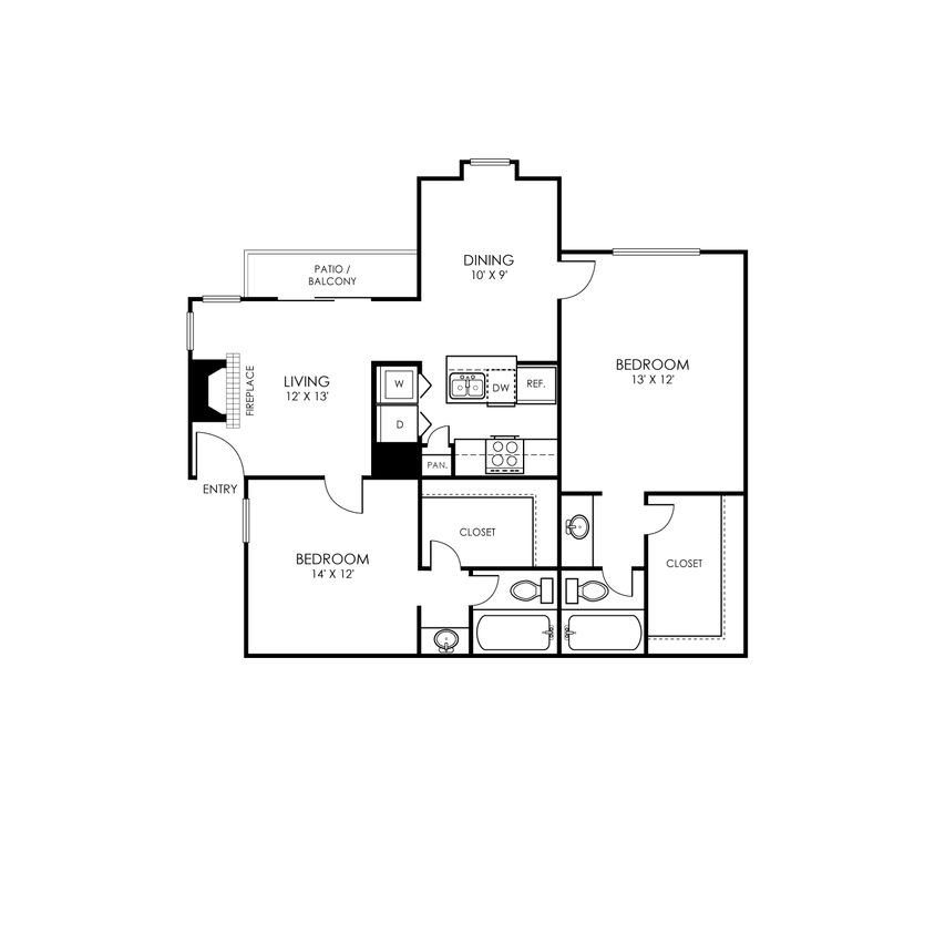 Argyle-FloorPlans_B1-2B2B-965SF.png - 2 Bedroom 2 Bath
