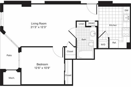 Floor Plan - 1 Bedroom G