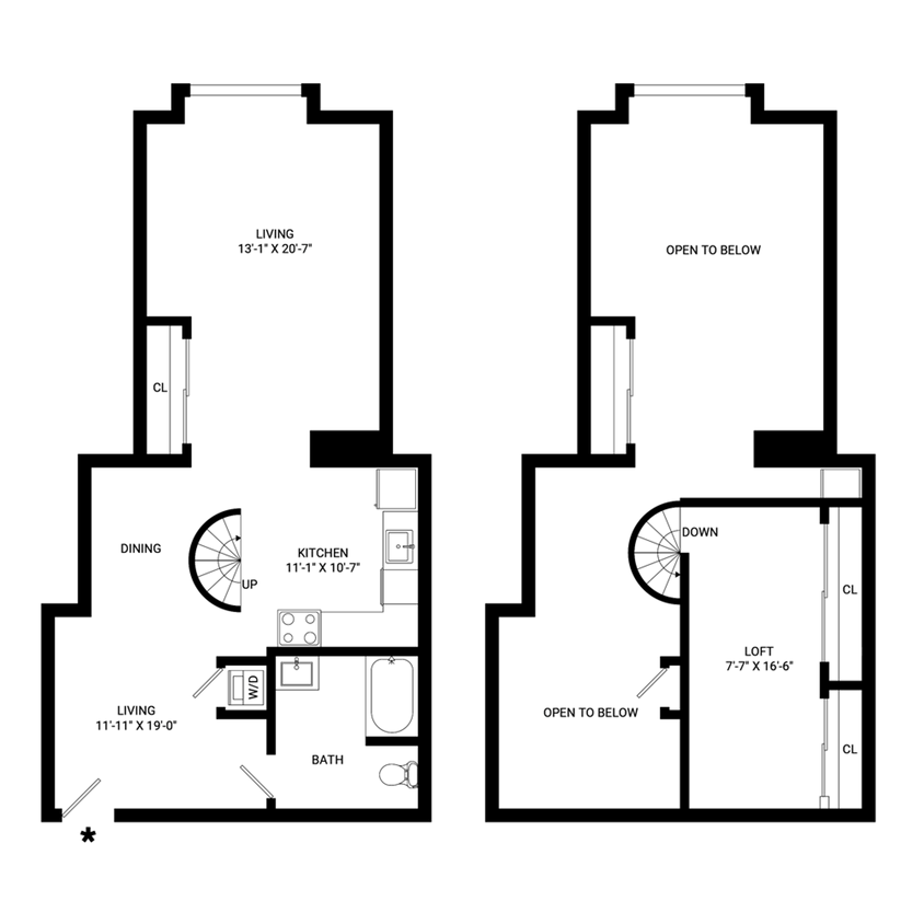 Floor Plan - The Delilah - Luxurious One Bedroom Apartment Home