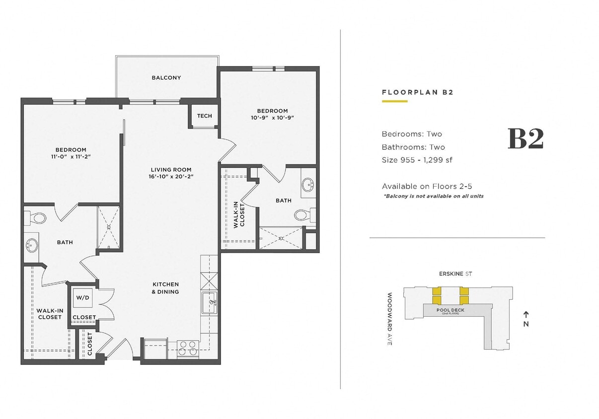 Floor Plan - 2 Bedroom Unit - B2
