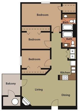 3 Bedroom | 2 Bath | 1150 SF - Chateau