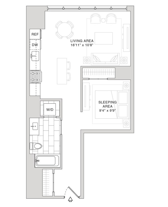 Floor Plan - Studio / 1 Bathroom