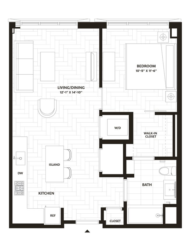 Floor Plan - 1 Bed/1 Bath-A19