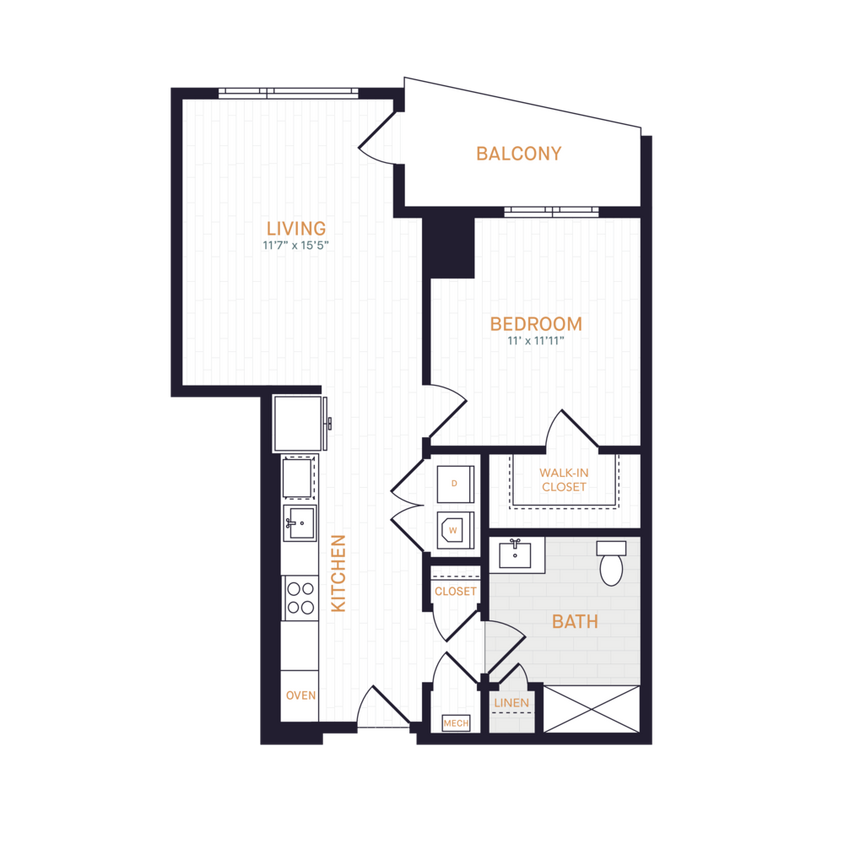 Floor Plan - A5 BF | 1 Bed | 1 Bath