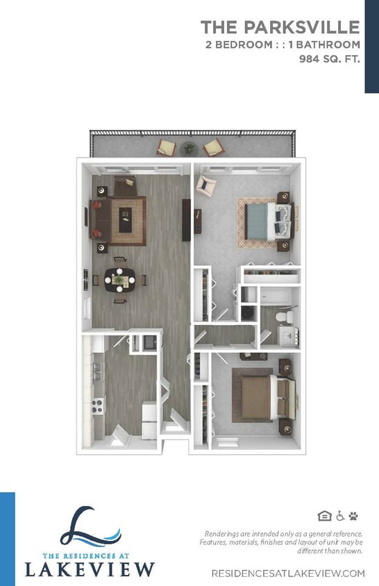 Residences at Lakeview Parksville Floor Plan.jpg - 2 Bedroom 1 Bathroom