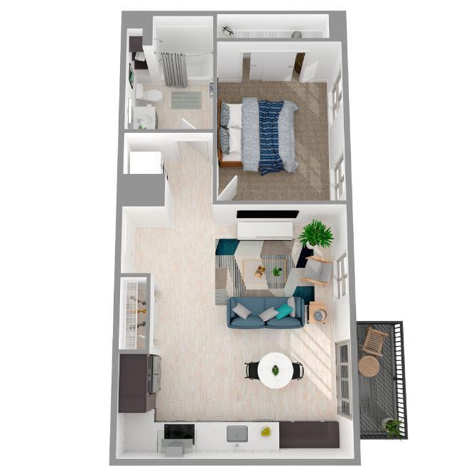 Floor Plan - 1 Bed/1 Bath-a27.1